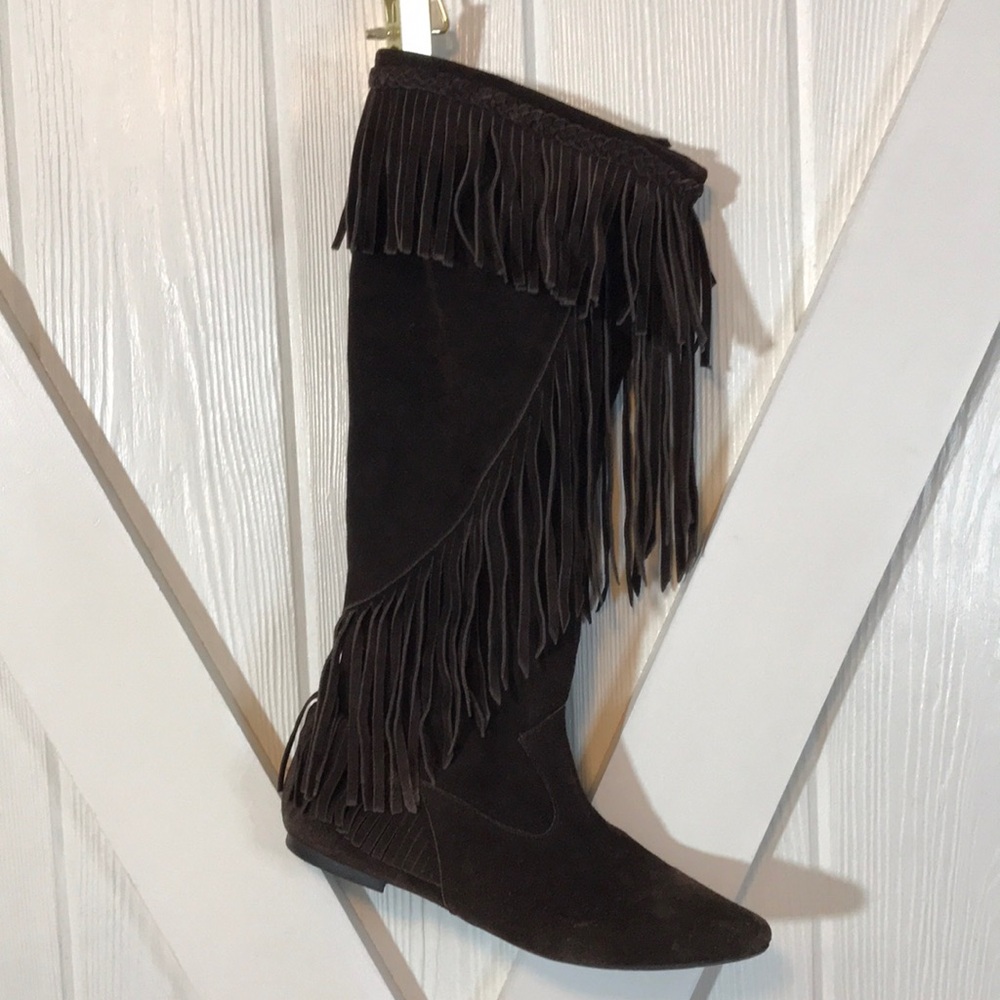 Sam Edelman Utah Tall Fringe Boots Mocassin Western Rodeo Size 6.5